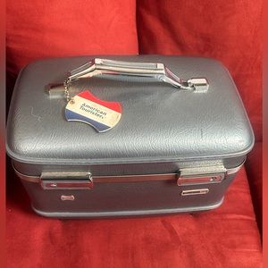 Vintage Blue-Grey American Tourister Makeup Train Case -Updated-Suitcase